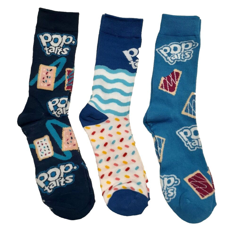 Pop-Tarts Breakfast Food Novelty 3 pair Mens Adult Size 6-12 Socks NWOT